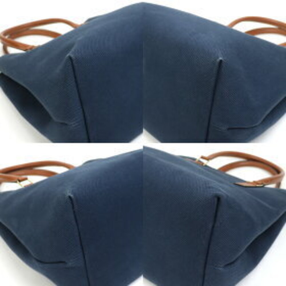 Celine Cabas Canvas Tote Bag Navy Blue Tan - Picture 7 of 7